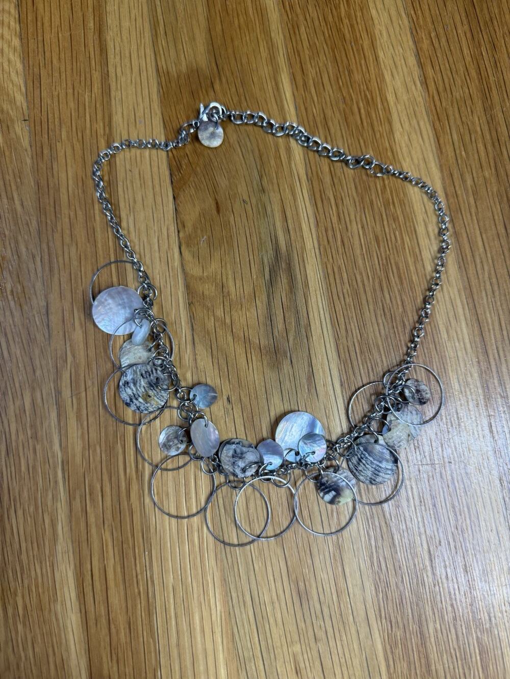 18" Vintage Mother of Pearl Shell Bib Collar Necklace Beach VintageJewelry